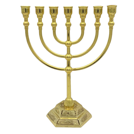 Menora „König Solomon“, 12 Stämme Israels (7-armig, 17 cm x 13 cm)