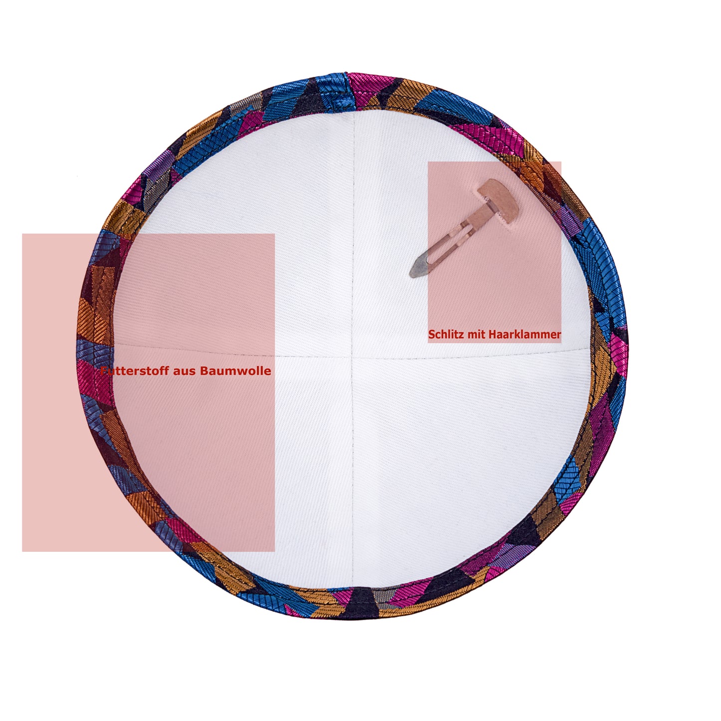 Eine edle Kippa, mit buntem Muster “Freilach” für Erwachsene, ⌀ 15cm.