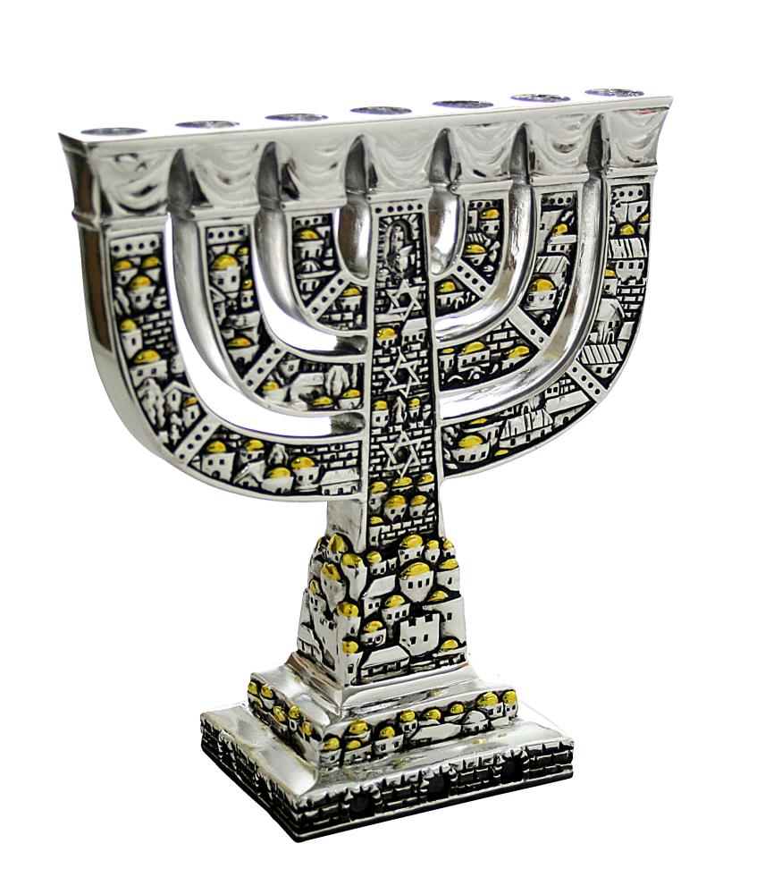 Jerusalem Menorah mit Sockel 16X14 cm