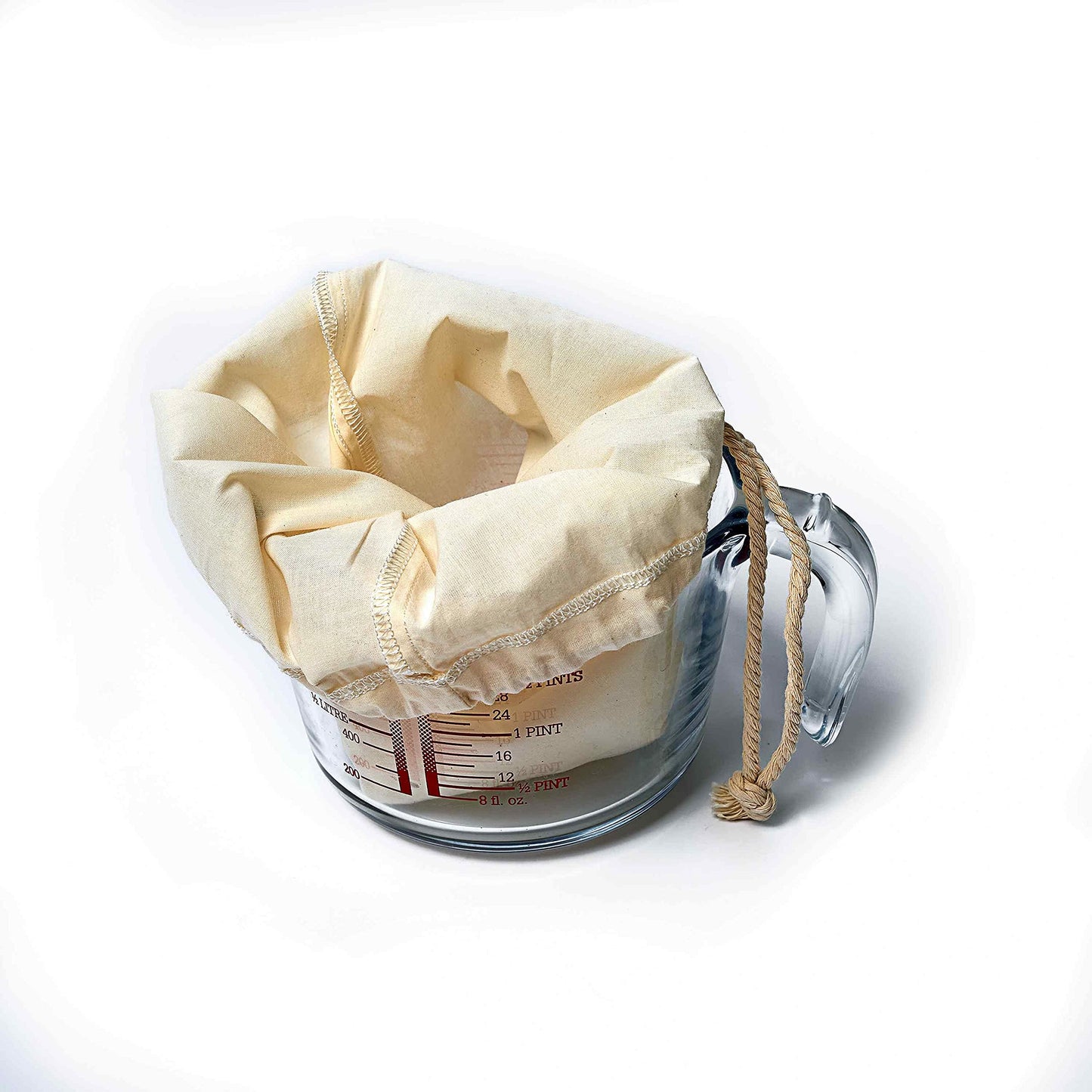 Siebbeutel/Seihtuch 30x30cm, aus Baumwolle mit Kochanleitung für Labne-Käse!