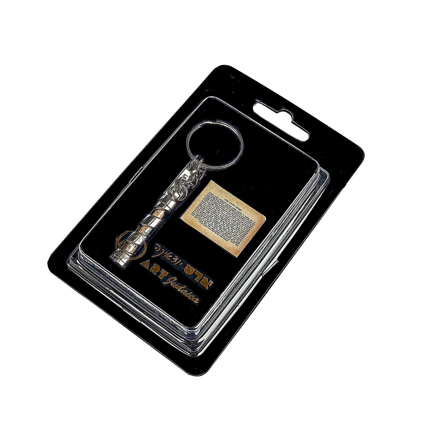 Kabbala-Schlüsselanhänger Mezuzah mit Gebet für leichte Geburt und Schutzsymbolen