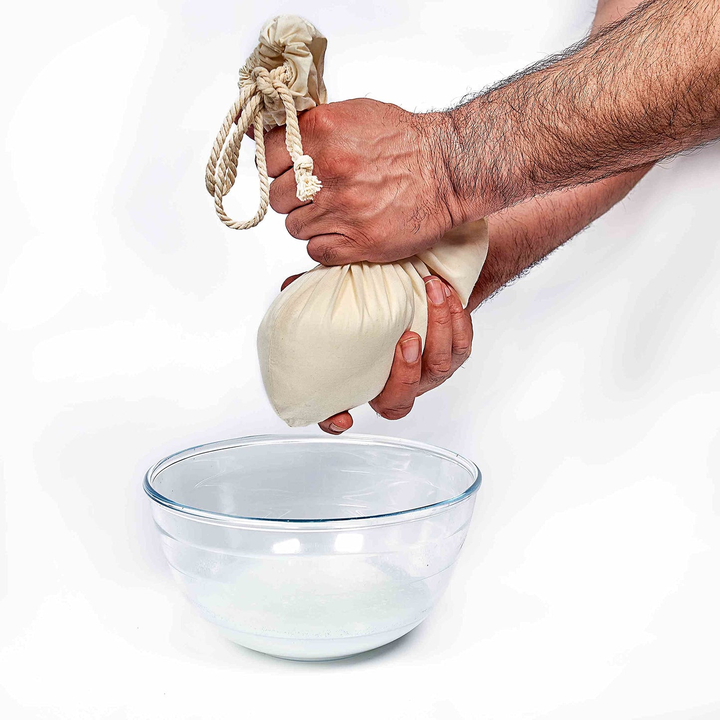 Siebbeutel/Seihtuch 30x30cm, aus Baumwolle mit Kochanleitung für Labne-Käse!