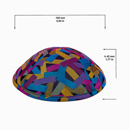 Eine edle Kippa, mit buntem Muster “Freilach” für Erwachsene, ⌀ 15cm.