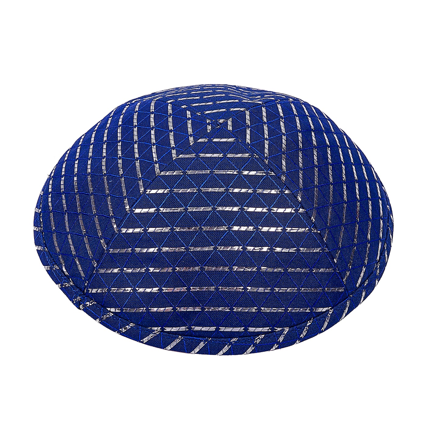 Eine edle Kippa, blau kariert “Mazal Tov”, für Erwachsene, ⌀ 15cm.