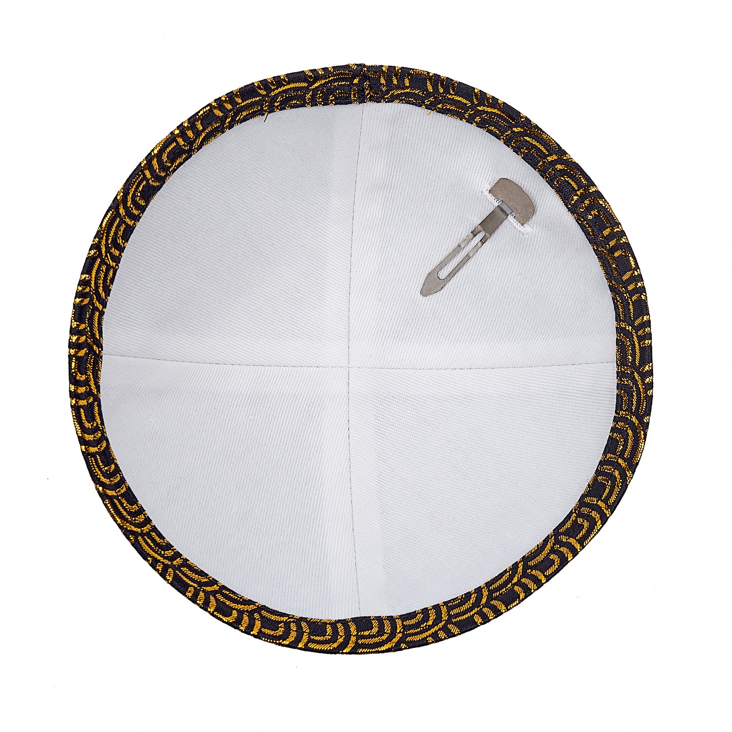Eine edle Kippa, mit goldenem Muster “Menora” für Erwachsene, ⌀ 15cm.
