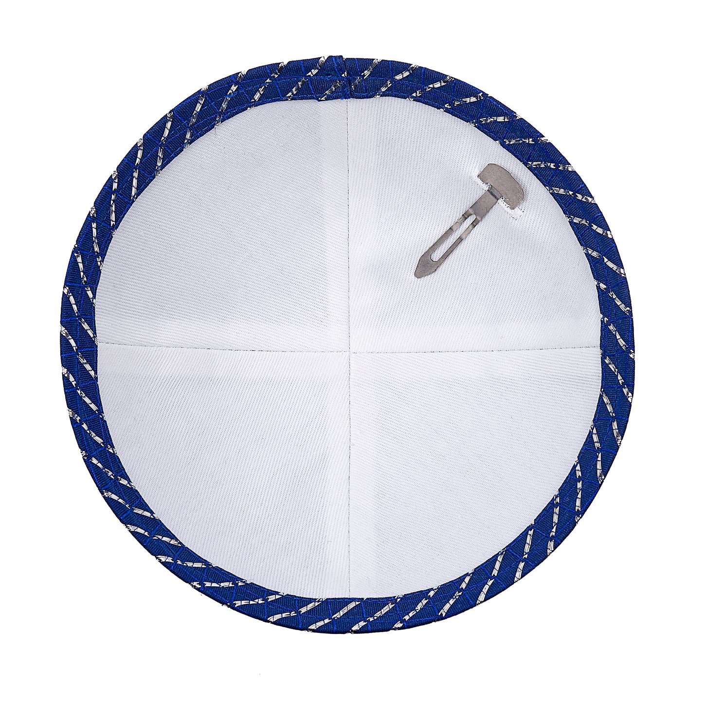 Eine edle Kippa, blau kariert “Mazal Tov”, für Erwachsene, ⌀ 15cm.