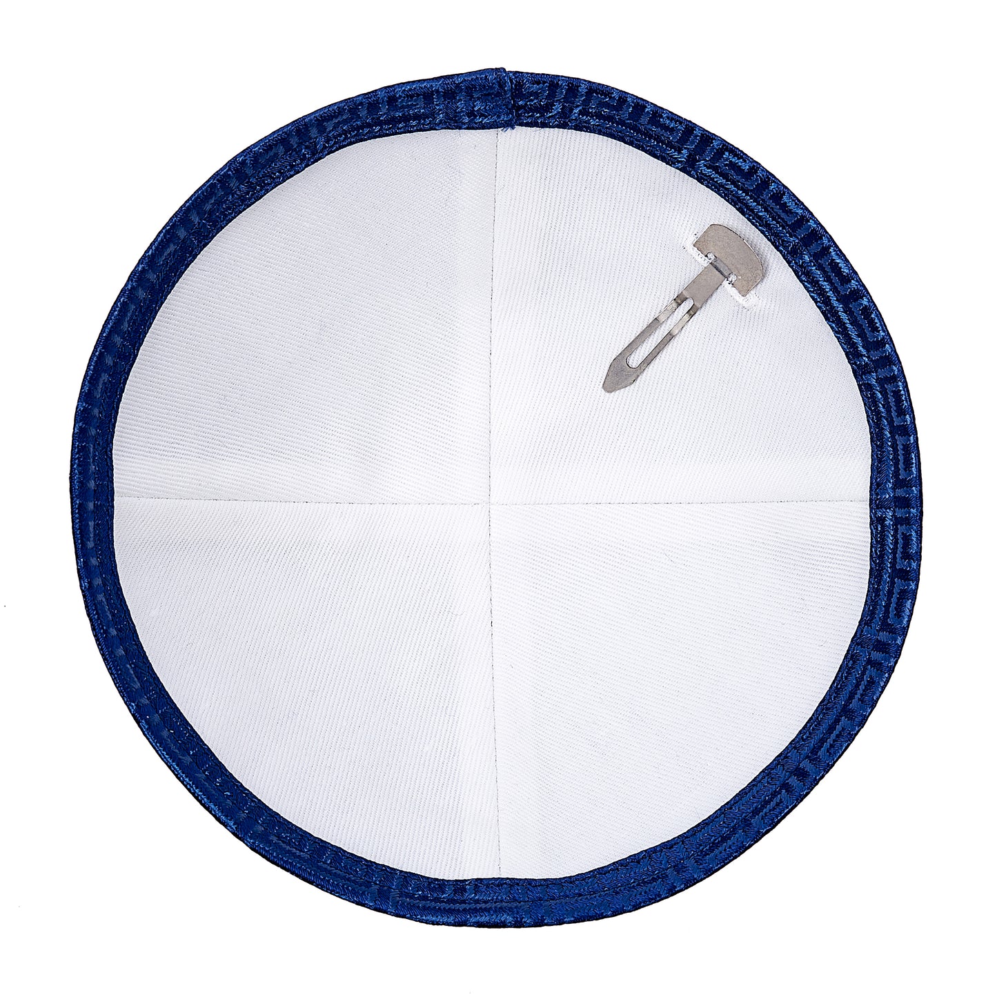 Eine edle Kippa, mit dezentem blauen Muster “Jerusalem” für Erwachsene, ⌀ 15cm.