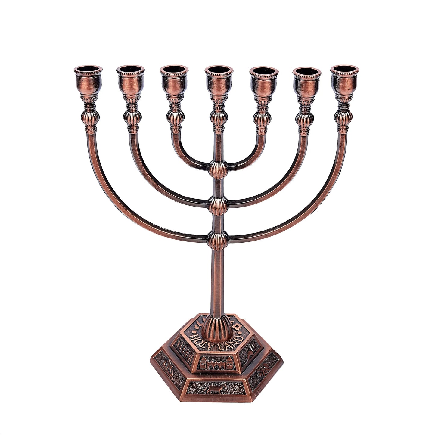 Menora „König Solomon“, 12 Stämme Israels (7-armig, 17 cm x 13 cm)