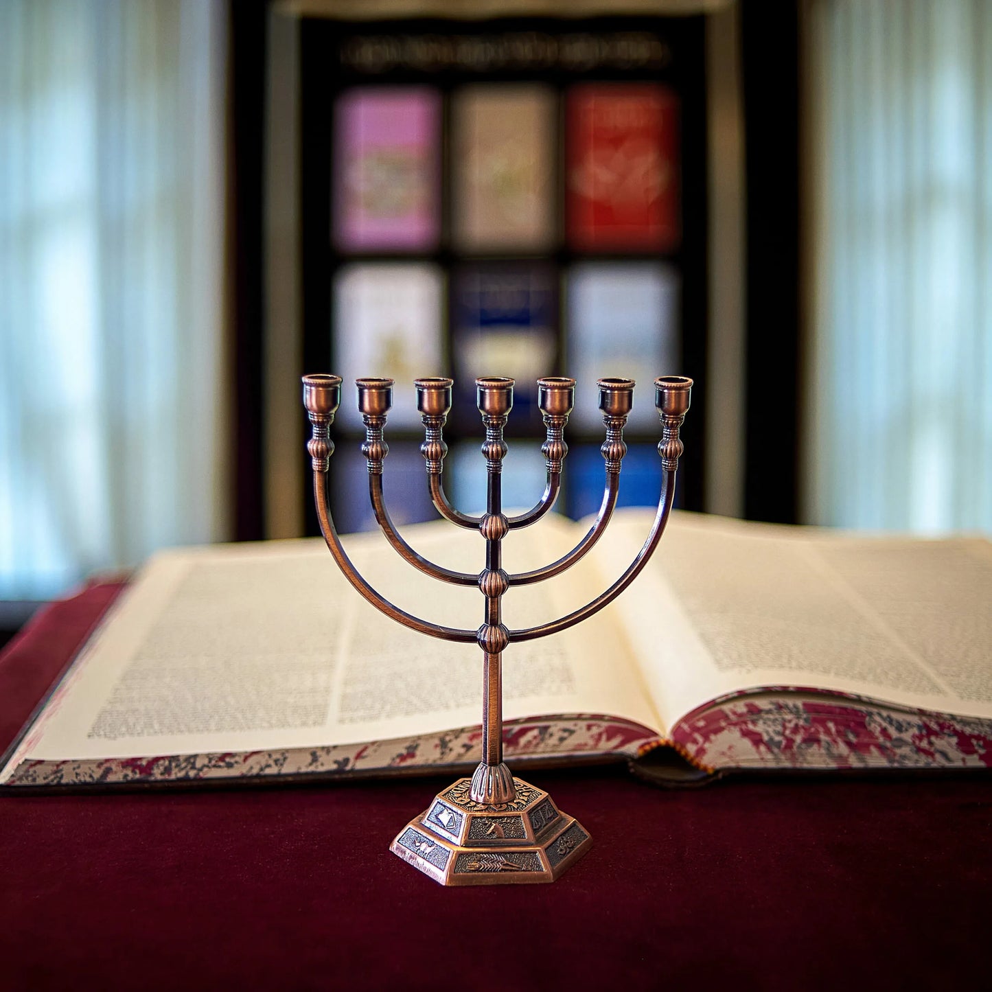 Menora „König Solomon“, 12 Stämme Israels (7-armig, 17 cm x 13 cm)