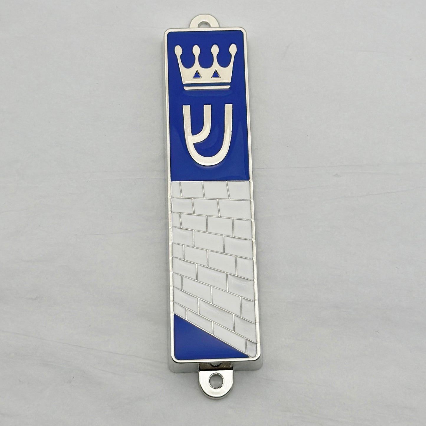 Silberne Mezuzah mit blauer Emaille 94×20×8mm